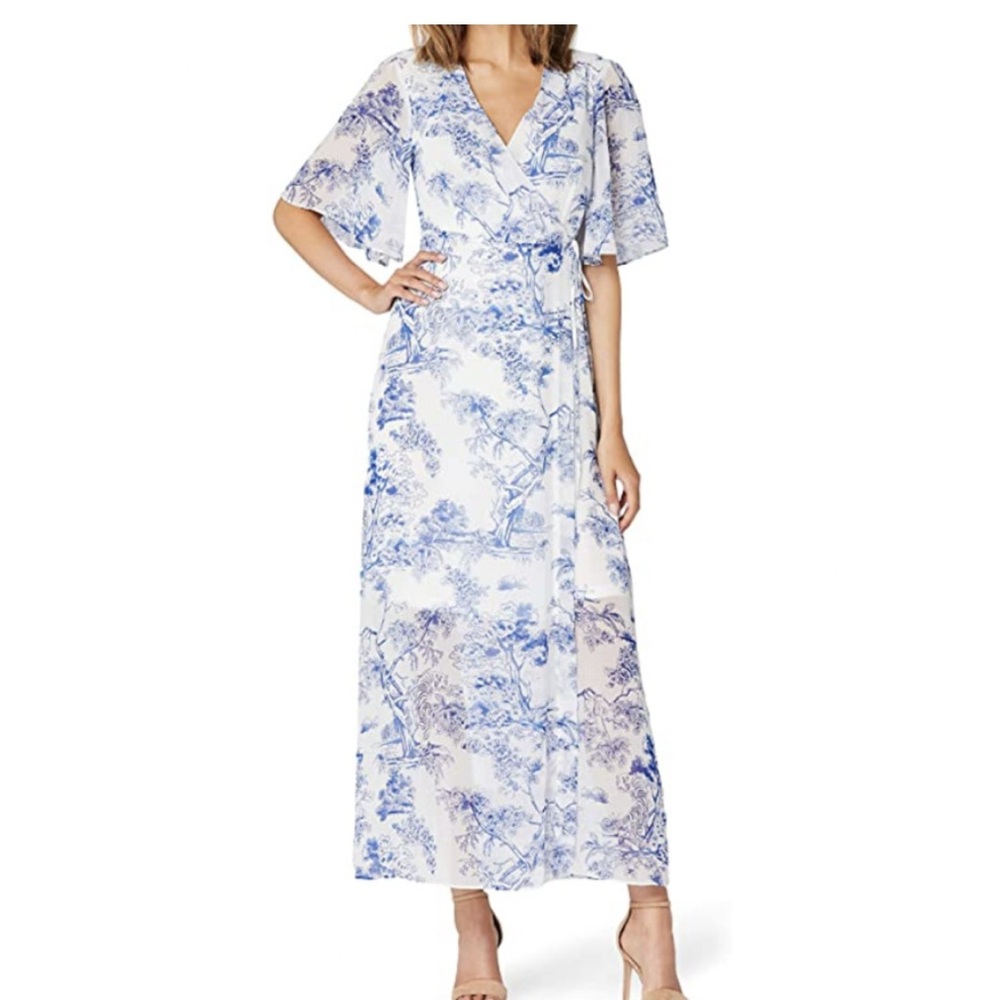 Truth & Fable Floral Summer, V Neck Maxi Dress (XXS) 55"L x 12"waistX16"shoulder